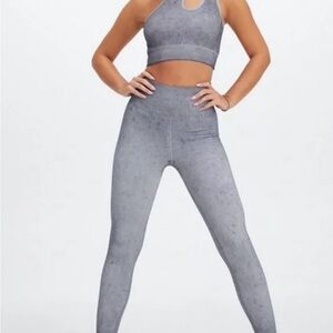 Fabletics Blue/Gray High-Waisted Leggings + Top